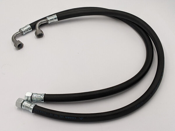 Oil cooler hose single with pressed-on steel connectors - short